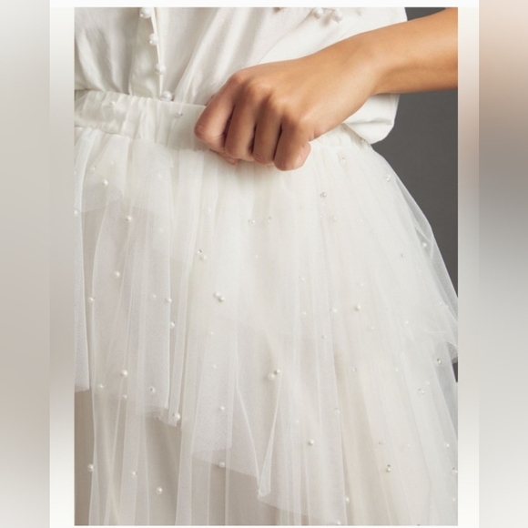 Anthropologie maeve tulle white skirt size L - Picture 4 of 8